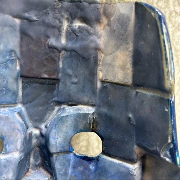 Oaxaca Mayan Aztec mosaic lapis black brown abalone burial decor mask stands 8.5 - Picture 14 of 14